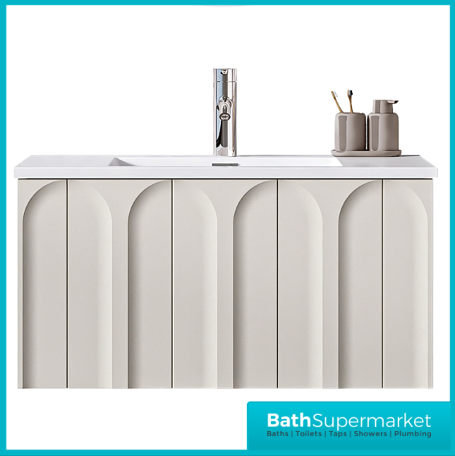 Rocanue Lux Serena Pearl Grey Wall Hung Vanity Basin Unit 800mm Wide