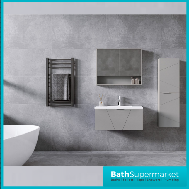 Rocanue Lux Azzurra Mid Grey Wall Hung Vanity Basin Unit 600mm Wide