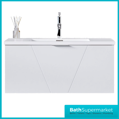 Rocanue Lux Azzurra White Wall Hung Vanity Basin Unit 800mm Wide