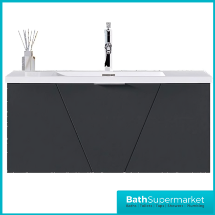 Rocanue Lux Azzurra Matt Anthracite Wall Hung Vanity Basin Unit 800mm Wide