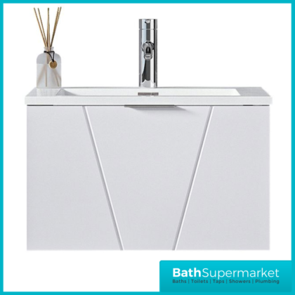 Rocanue Lux Azzurra White Wall Hung Vanity Basin Unit 600mm Wide