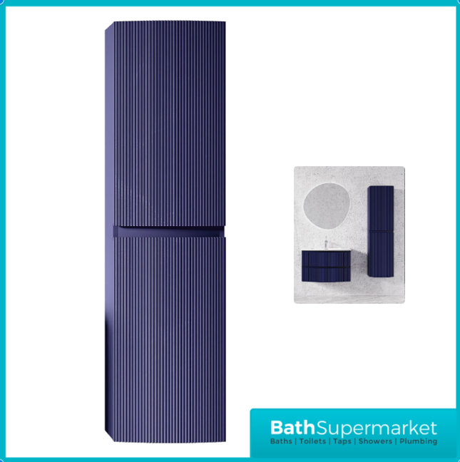 Rocanue Lux Valentina Navy Blue Wall Hung Tall Storage Unit 1500mm High