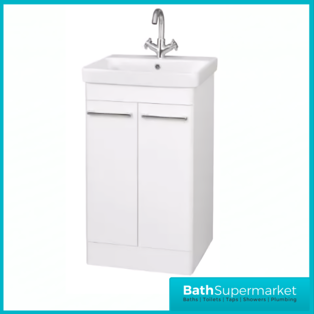 Kartell Options 24 White Gloss Floor Standing Vanity Door Storage Basin Unit 500mm
