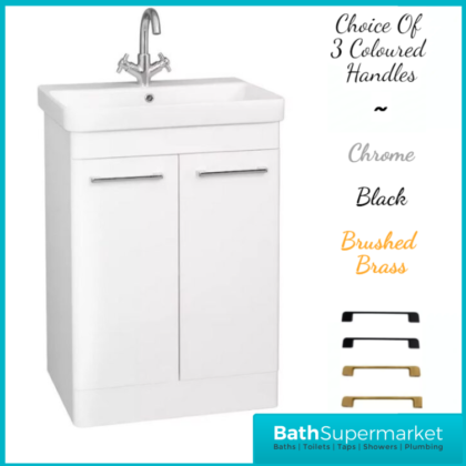 Kartell Options 24 White Gloss Floor Standing Vanity Door Storage Basin Unit 600mm