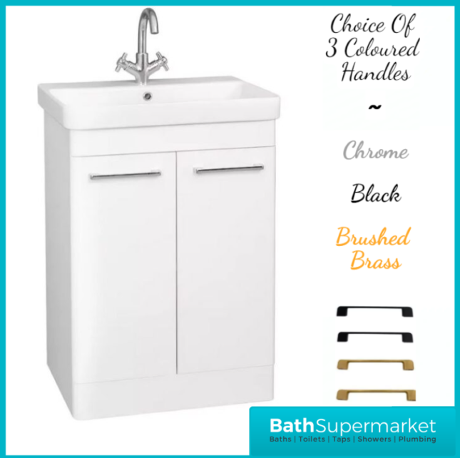 Kartell Options 24 White Gloss Floor Standing Vanity Door Storage Basin Unit 600mm