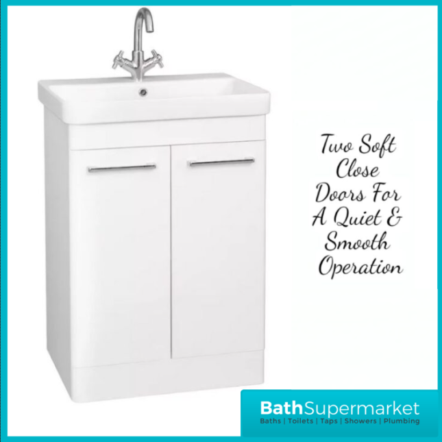Kartell Options 24 White Gloss Floor Standing Vanity Door Storage Basin Unit 600mm
