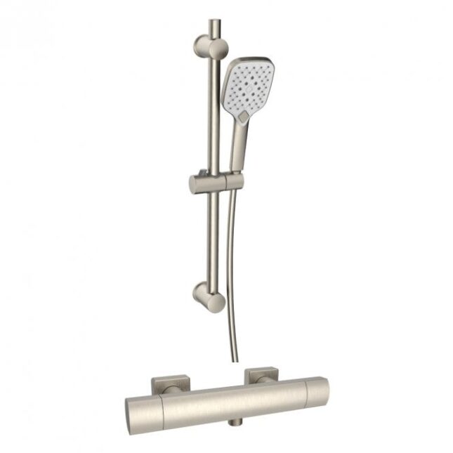 Kartell K-Vit Kolt Brushed Nickel Exposed Valve Thermostatic Shower Rail Kit - Image 8