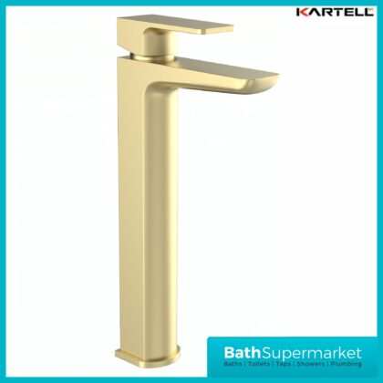 Kartell K-Vit Kolt Brushed Brass Tall High Rise Mono Basin Mixer Tap
