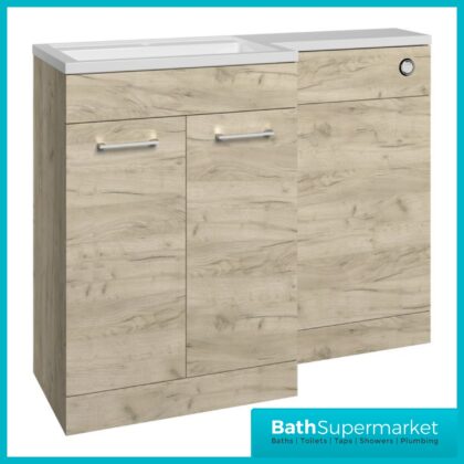 Aquavolere Venice Oak L-Shape Combination WC Basin Unit Pack 1100mm - LH/RH
