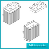 Sognare Linea Reed Green Cloakroom Handless Door Wall Hung Basin Unit 400mm