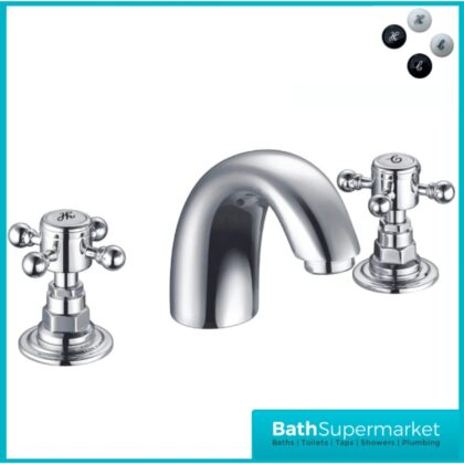 Russeldene & Marie Traditional Chrome 3 Hole Deck Mounted Basin Mixer Tap