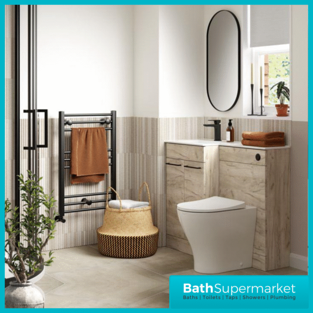 Aquavolere Venice Oak L-Shape Combination WC Basin Unit Pack 1000mm – LH/RH