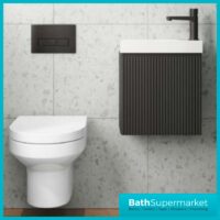 Sognare Linea Matt Black Cloakroom Handless Door Wall Hung Basin Unit 400mm