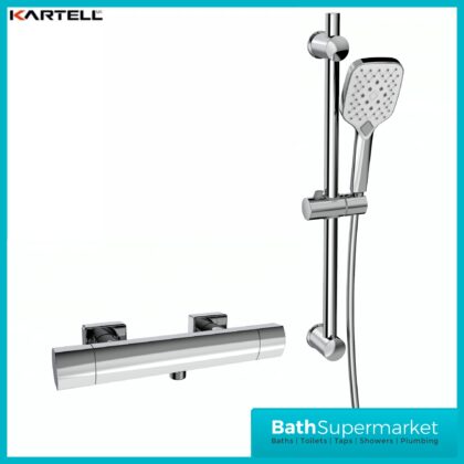 Kartell K-Vit Kolt Polished Chrome Exposed Valve Thermostatic Shower Rail Kit