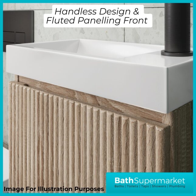 Sognare Linea Reed Green Cloakroom Handless Door Wall Hung Basin Unit 400mm