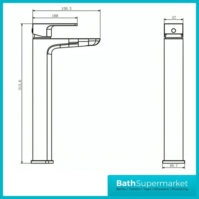 Kartell K-Vit Kolt Brushed Brass Tall High Rise Mono Basin Mixer Tap