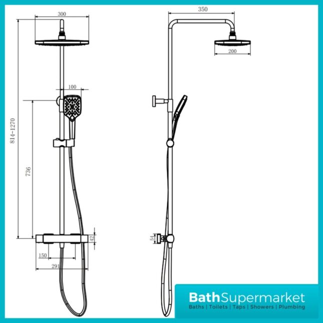 Kartell K-Vit Kolt Brushed Brass Sliding Handset Thermostatic Drench Shower