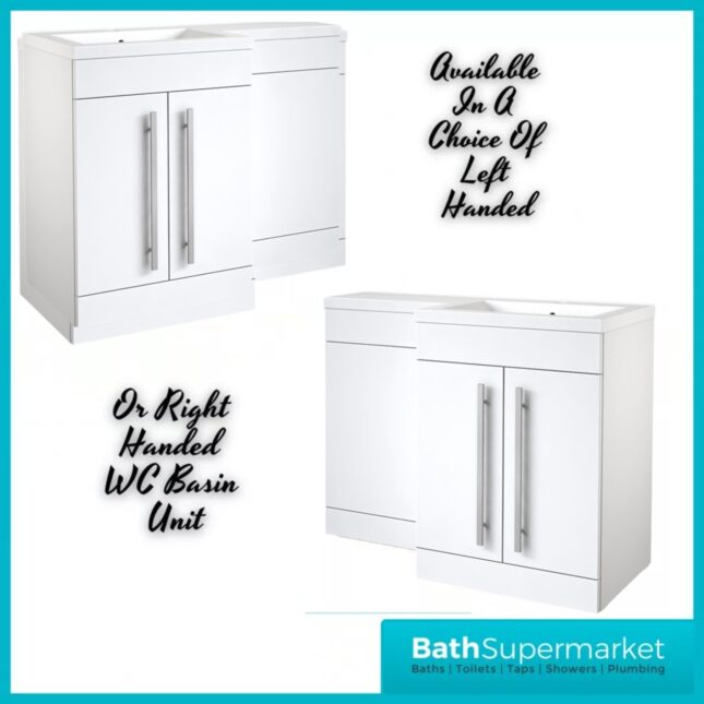 Kartell Matrix White Gloss 2 Drawer L Shaped Bathroom Furniture Pack 1100mm – LH/RH