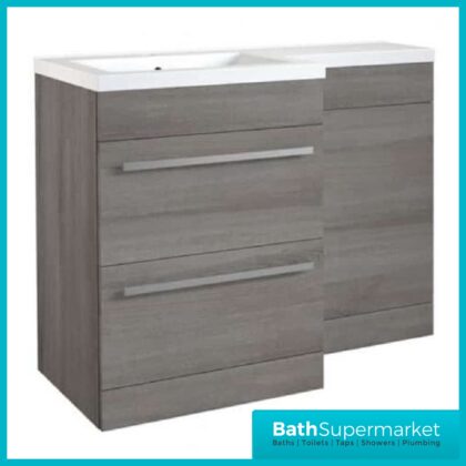 Kartell Matrix Silver Oak 2 Drawer L Shaped Bathroom Furniture Pack 1100mm - LH/RH