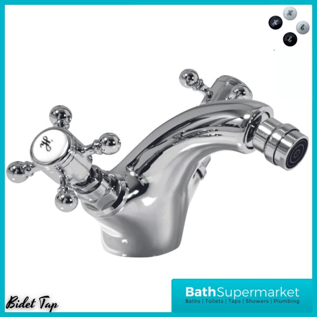 Russeldene & Marie Traditional Chrome Bidet Mixer Tap With Push Waste