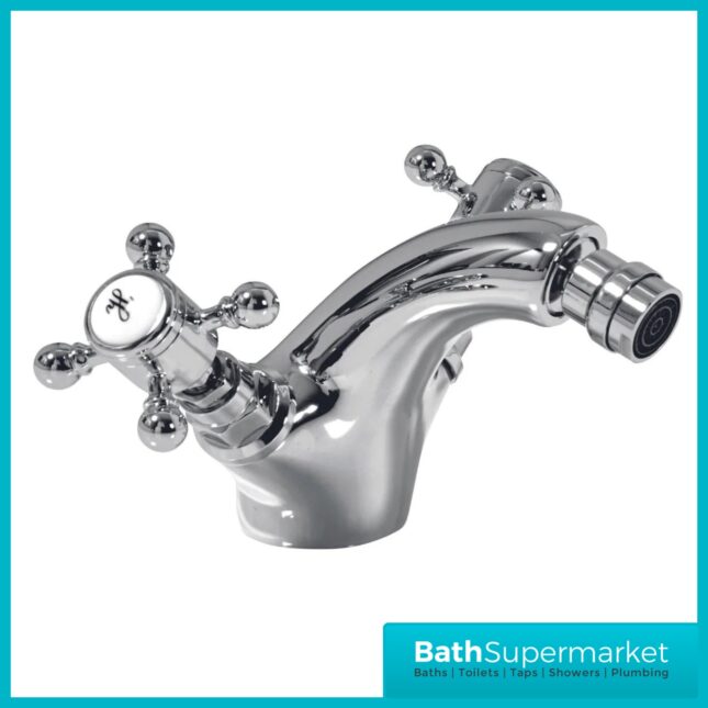 Russeldene & Marie Traditional Chrome Bidet Mixer Tap With Push Waste