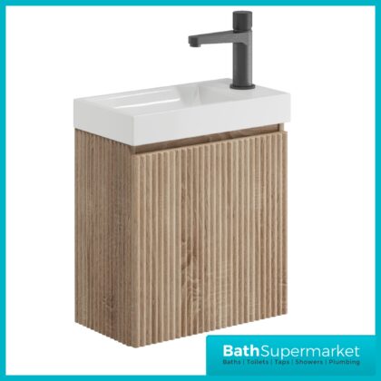 Sognare Linea Sonoma Oak Cloakroom Handless Door Wall Hung Basin Unit 400mm