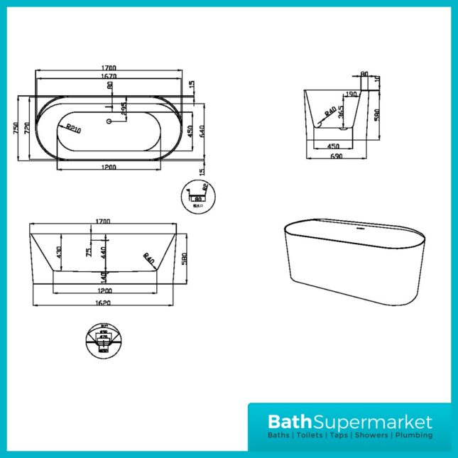 Sognare Tutto Modern White Double Ended Freestanding Bath