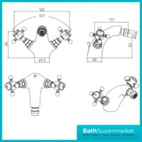 Russeldene & Marie Traditional Chrome Bidet Mixer Tap With Push Waste