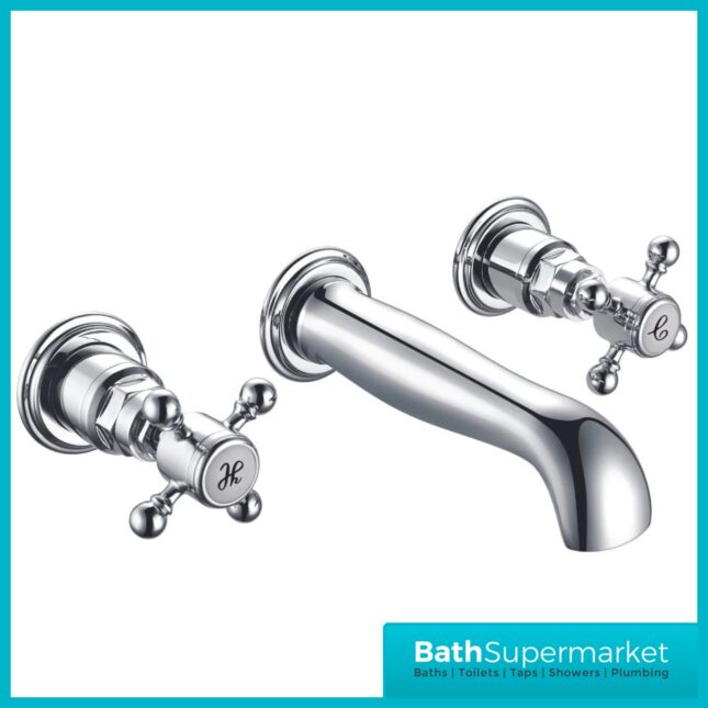 Russeldene & Marie Traditional Chrome Wall Mounted Basin Mixer Tap