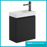 Sognare Linea Matt Black Cloakroom Handless Door Wall Hung Basin Unit 400mm