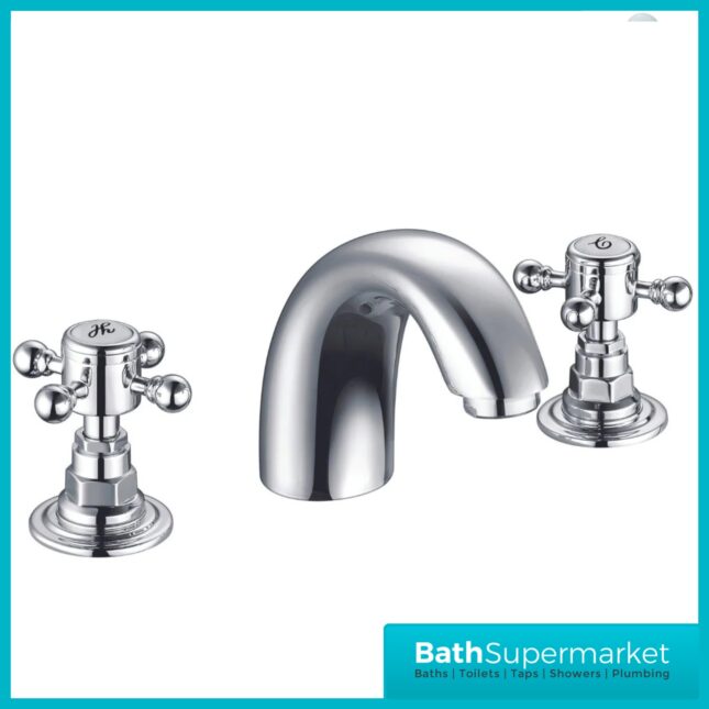Russeldene & Marie Traditional Chrome 3 Hole Deck Mounted Basin Mixer Tap