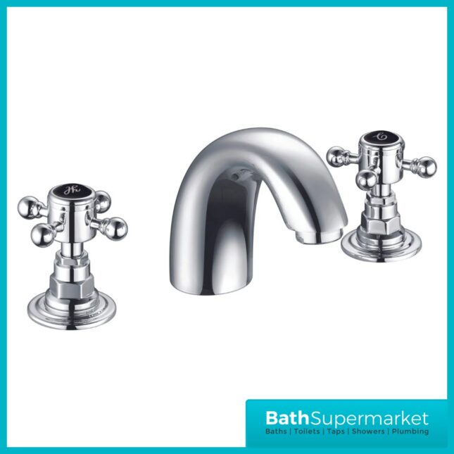 Russeldene & Marie Traditional Chrome 3 Hole Deck Mounted Basin Mixer Tap