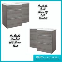 Kartell Matrix Silver Oak 2 Drawer L Shaped Bathroom Furniture Pack 1100mm - LH/RH