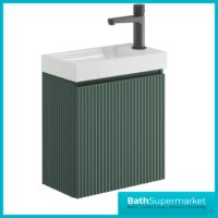 Sognare Linea Reed Green Cloakroom Handless Door Wall Hung Basin Unit 400mm