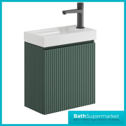 Sognare Linea Reed Green Cloakroom Handless Door Wall Hung Basin Unit 400mm