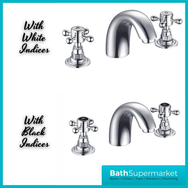 Russeldene & Marie Traditional Chrome 3 Hole Deck Mounted Basin Mixer Tap