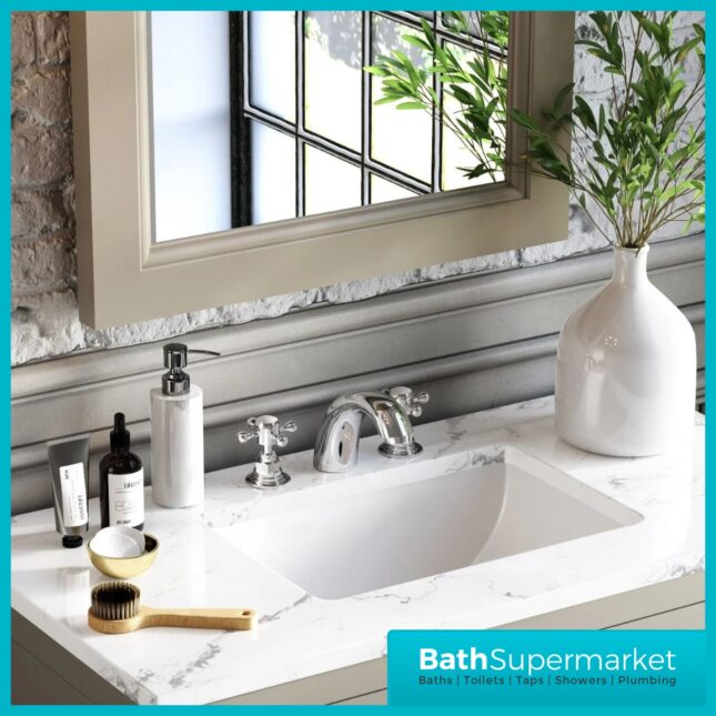 Russeldene & Marie Traditional Chrome 3 Hole Deck Mounted Basin Mixer Tap