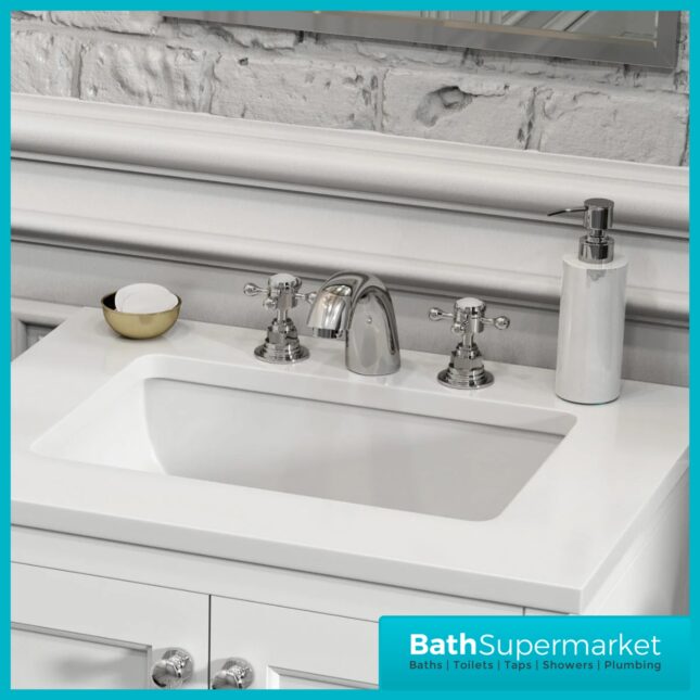 Russeldene & Marie Traditional Chrome 3 Hole Deck Mounted Basin Mixer Tap