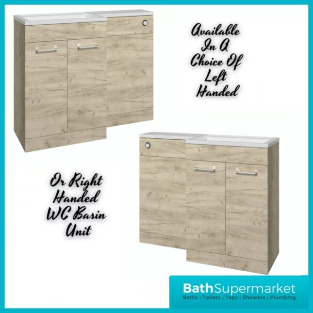 Aquavolere Venice Oak L-Shape Combination WC Basin Unit Pack 1100mm - LH/RH