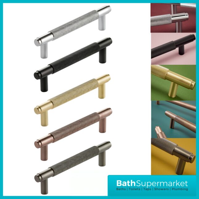 Sognare Knurled Textured Furniture T-Bar Handle Various Colours 160mm