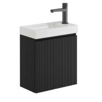 Sognare Linea Matt Black Cloakroom Handless Door Wall Hung Basin Unit 400mm
