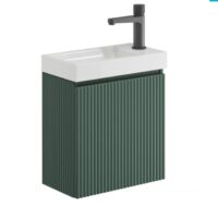 Sognare Linea Reed Green Cloakroom Handless Door Wall Hung Basin Unit 400mm