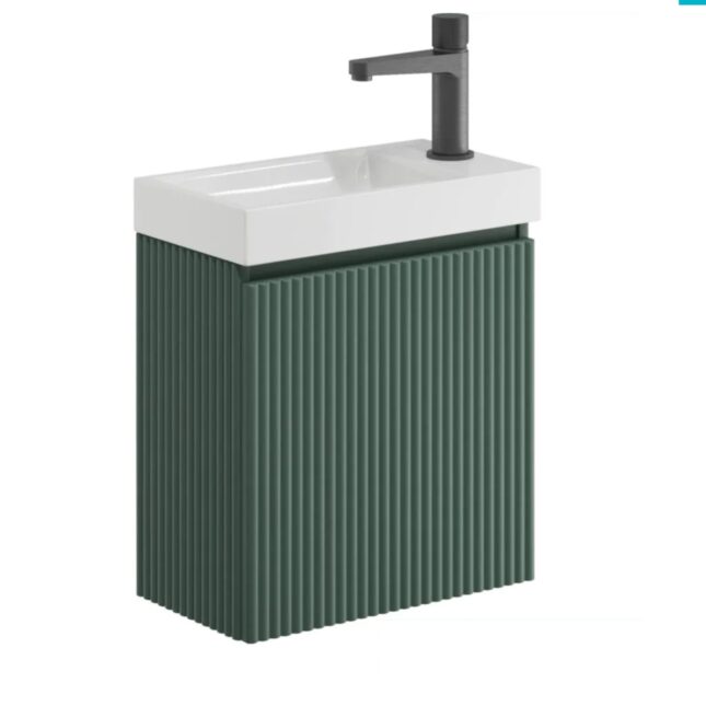 Sognare Linea Reed Green Cloakroom Handless Door Wall Hung Basin Unit 400mm