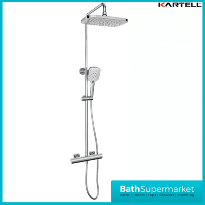 Kartell K-Vit Kolt Polished Chrome Sliding Handset Thermostatic Drench Shower