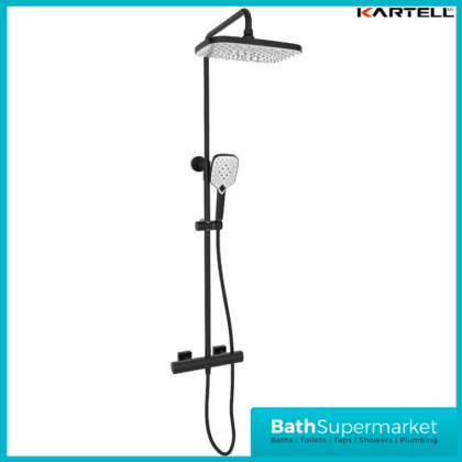 Kartell K-Vit Kolt Matt Black Sliding Handset Thermostatic Drench Shower