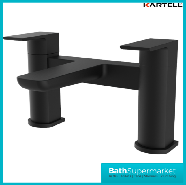 Kartell K-Vit Kolt Matt Black Twin Lever Bath Filler Tap