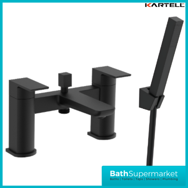 Kartell K-Vit Kolt Matt Black Twin Lever Bath Shower Mixer Tap