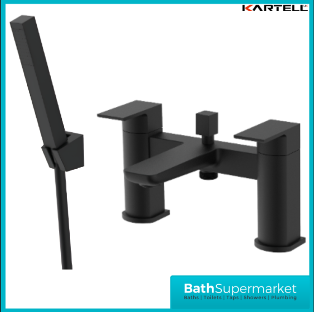 Kartell K-Vit Kolt Matt Black Twin Lever Bath Shower Mixer Tap
