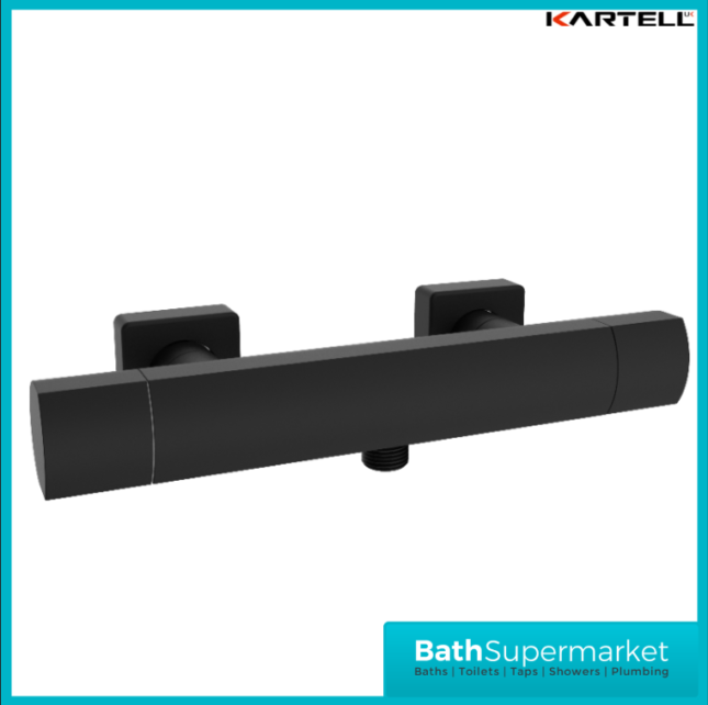 Kartell K-Vit Kolt Matt Black Thermostatic Exposed Shower Bar Valve