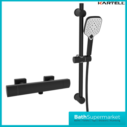 Kartell K-Vit Kolt Matt Black Exposed Valve Thermostatic Shower Rail Kit